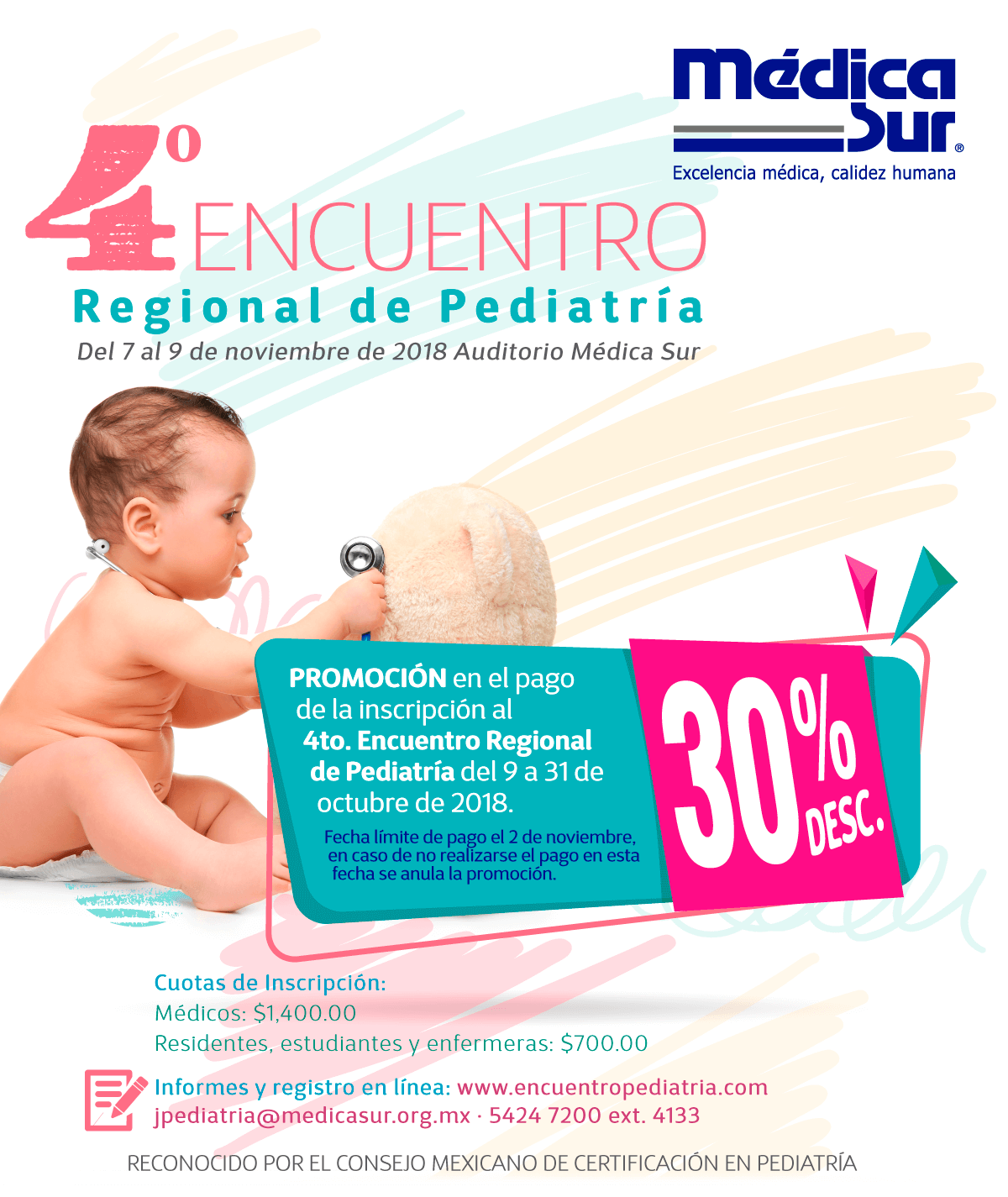 Cartel invitación Cuarto Encuentro Regional de Pediatría